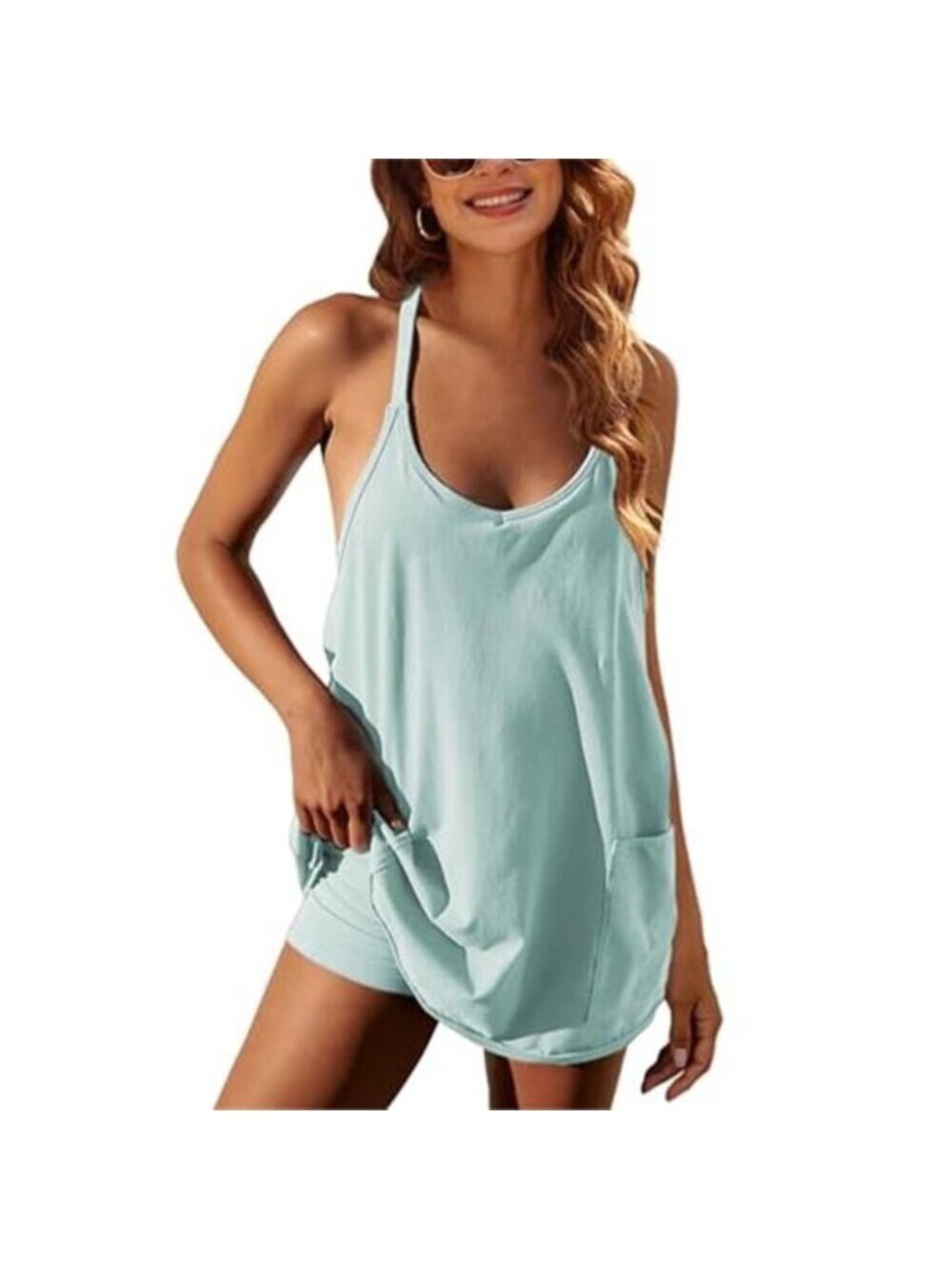 Women's Summer Sleeveless Mini Dress with Built-in Short